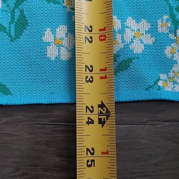 Savida Women's Light Blue Floral Ruched Shoulders Jersey Shirt - Size Small - Picture 5 of 8